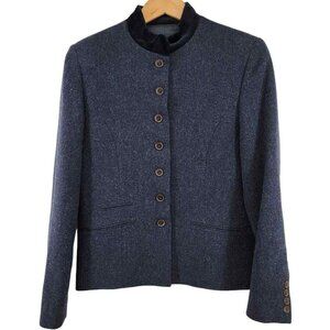 Timeless 100% Wool Jacket Button Front Velvet Collar Lined Two Pockets- Size 38